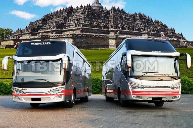 Sewa Bus Pariwisata White Horse Harga Murah Fasilitas Lengkap